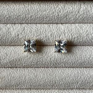E006 | Bold Princess Cut Stud Earrings